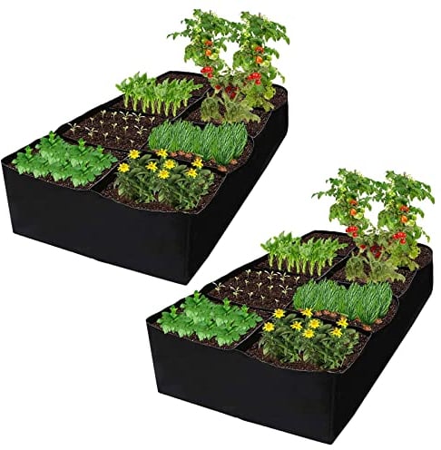 Sac De Culture Rectangulaire, Sac De Culture Potager, Lit De Jardin Surélevé à 8 Grilles Divisées En Tissu Pour Potager, Sac De Culture En Tissus Pour Légumes, Carottes, Oignons, Fleurs (2pcs)