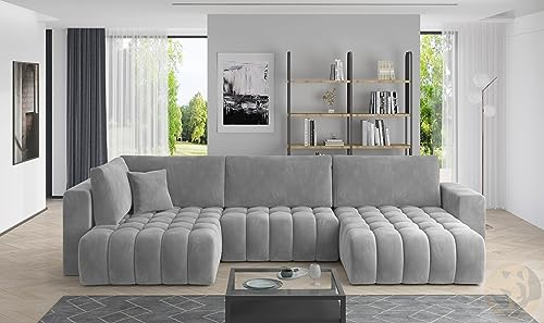 LENART FRIDERIK-EU - Ecksofa mit schlaffunktion und bettkasten [ Rechts - Hellgrau ] Wohnzimmer Möbel, Sofas & Couches, Eckcouch, Eckcouch mit schlaffunktion, Schlafsofa mit bettkasten