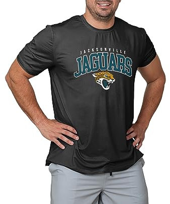 FOCO NFL Herren Offizielles Lizenzprodukt Arch Logo Kurzarm Performance Team T-Shirt, Jacksonville Jaguars - Schwarz, Mittel