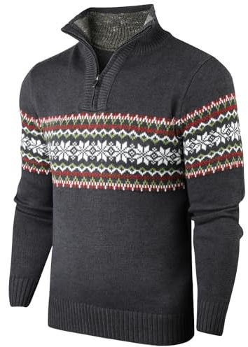 Superora Herren Strickpullover Crewneck 1/4 Zipper Winterpullover Pullover | Reißverschluss,Winter,Stehkragen,Sweater,Warm