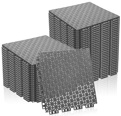 FairySandy 50 Stück Drainage ineinandergreifende Bodenmatten, Fliesen, ineinandergreifend, 24,9 x 24,8 x 1,3 cm, Polypropylen, modulares ineinandergreifendes Kissen, rutschfeste Pool-Matten für Boden,