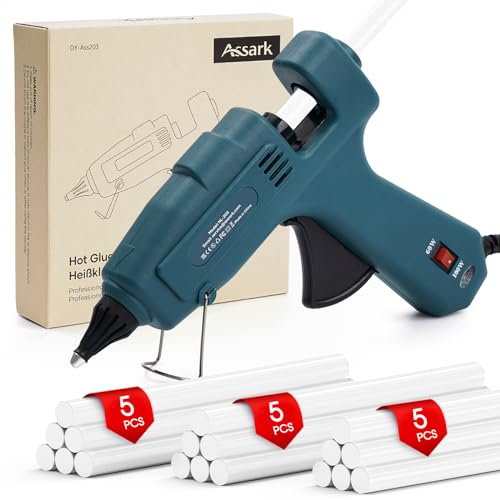 Fireproof 60/100W Hot Glue Gun Full Size(Not Mini) with 15 Glue Sticks (0.43 X 7.87 inch), Fast Preheating Hot Melt for School Crafts DIY Arts and Quick Home Repairs, Green