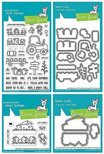 Lawn Fawn Hay There, Hayrides! and Hay There, Hayrides! Mice Add-On - 4 Item Bundle