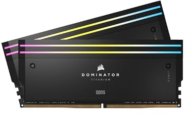 CORSAIR DOMINATOR TITANIUM RGB DDR5 RAM 64GB (2x32GB) DDR5 6600MHz CL32 Intel XMP iCUE Compatible Computer Memory - Black (CMP64GX5M2X6600C32)