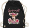 Turnbeutel Rucksack - Kompatibel mit Oktoberfest Tasche - Lausmadl Reh Geweih I Lausemädchen I Freches Mädchen I Lausmädchen I Lousy Girl - Unisize - Schwarz - trachtenrucksack bayrische sackerl