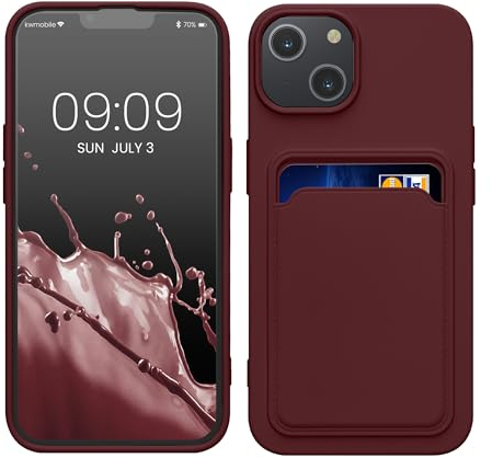 kwmobile Custodia Compatibile con Apple iPhone 14 Cover - Back Case Cellulare con Slot Porta Carte - Morbida in Silicone TPU rosso fulvo