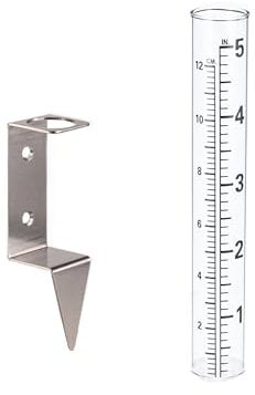 Mateda Regenmesser mit 12,7 cm Kapazität und 2-in-1-Edelstahl-Rackhalter für Höfe, Rasen, Wege, Terrasse
