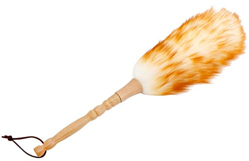 LUOFANG Cepillo para Polvo no estático, Plumero de Lana de Plumas para el hogar, Escoba para Quitar el Polvo, Limpieza Naranja + Blanco