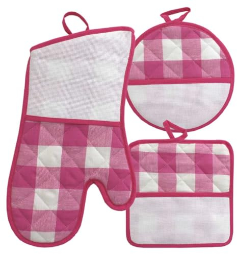 Guantone e presine da cucina, Set da forno da ricamare a punto croce, guantone e presine con tela aida