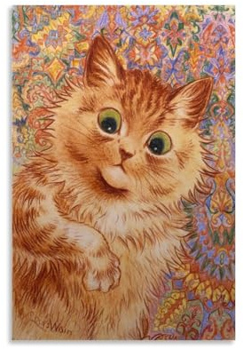 Ginger Cat von Louis Wain Maler Kunstwerk Poster Druck Foto Kunst Malerei Leinwand Home Dekorative Schlafzimmer Moderne Dekorationen Geschenke 20 x 30 cm