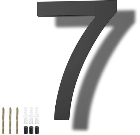 Black Modern House Numbers For Outside, 6 Inch 152mm Metal Home Address Number Sign Plaques 3D Floating Door Numbers Mount Aluminum Home Address