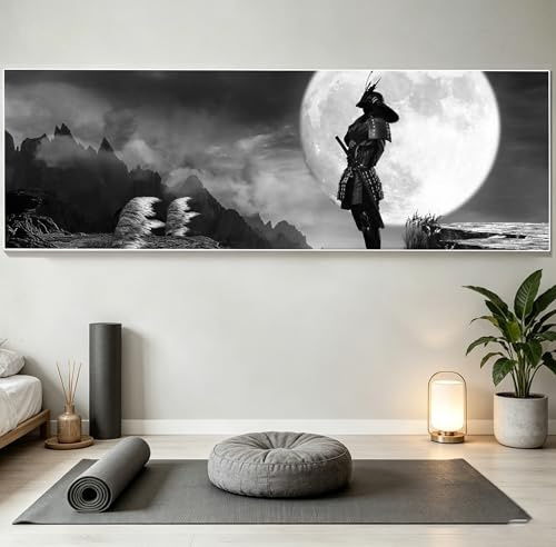 WZXGHE Japanische Samurai Bilder 40x120cm,Poster eines Samurai in traditioneller Rüstung,Modernes Wohnzimmer Schlafzimmer Wand Dekorative Malerei Unframed (A, 40x120cm, Ungerahmt)