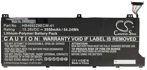 vhbw 1x Batterie Compatible avec Huawei MediaPad D 14, WAH9P, WAQ9HNR Ordinateur Portable (3550mAh, 15,28V, Li-polymère)