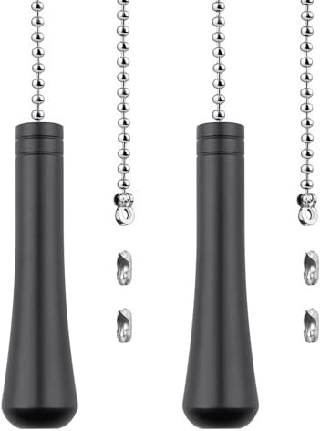 UYUYong 2Pcs Bathroom Light Pull Cord Black 5.8cm Pull Cord Handle Light Teardrop Pull Cord Extension with 85cm Cord Connector for Bathroom Toilet Light Ceiling Light Fan Switch - Black