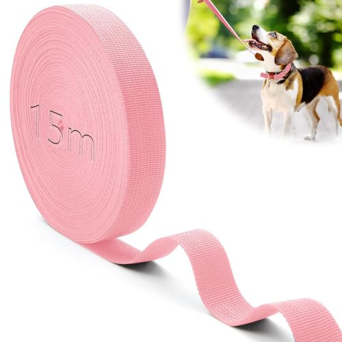 Mbsomnus Sangle Couture 15M Nylon Sangles Rose Clair Sangle Sac a Dos Sangle Coton 25mm l'imperméabilisation Sangle pour Sac pour la Sacs à Main Laisses pour Chiens Sangles à Bagages Sac à Dos DIY