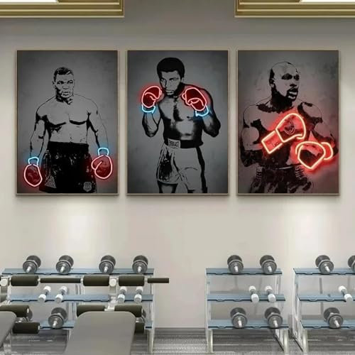 RDRDtbtr Neonlicht-Boxöl-Poster Kunstdrucke abstrakte Leinwandbild Retro-Wand Bilder Bilder für Bar Wohnzimmer Heimdekoration cooles Wandbild 40 x 60 x 3 cm ungerahmt