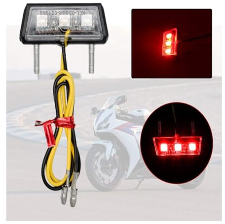 SIGANDG LED Motorcycle License Plate Light, 12 V, 3 SMD-LED-Chip, Mini-Winzig-Lampe, wasserdicht, für alle Modelle von Motorrädern und Quads (Rot)
