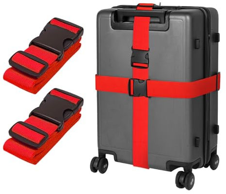 Rot Koffergurt Koffer Band 195cm Gepäckgurt Lang Koffer Gepäckgurte Kofferband Gurt Kofferbänder 2er Set,Verstellbare Koffer Gepäckgurte Luggage Strap für Koffer