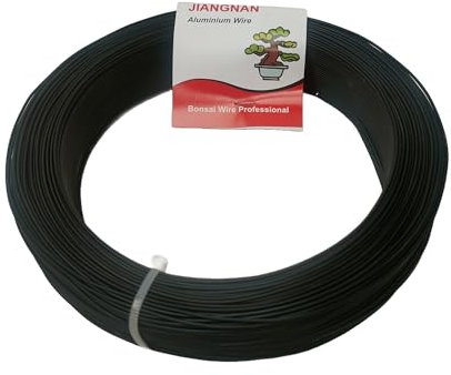Alambre de aluminio anodizado para bonsáis, 500 g, 1 mm - 5 mm de diámetro, color negro (Ø1 mm)