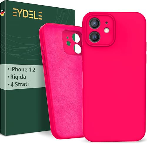 EYDELE Quadruple Protection pour iPhone 12 - Case Rigide | Doublure Microfibre | Revêtement Silicone & Anti Traces de Doigts - Cover Rose Tulipe