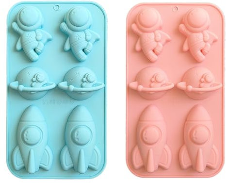 Vastsea 2 Piezas Molde de Silicona para Fondant, Astronauta Fondant Silicona Fondant, 3D Espacio Silicona Fondant Fondant, para Espacial de Astronauta para Decoración de Pasteles