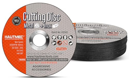 HAUTMEC Cut Off Wheels 125mm x 1.0mm x 22.23mm, Thin Grinding Disc for Cutting Metal, 20 Pack General Purpose Cut Off Blade for Most Angle Grinder - HT0432