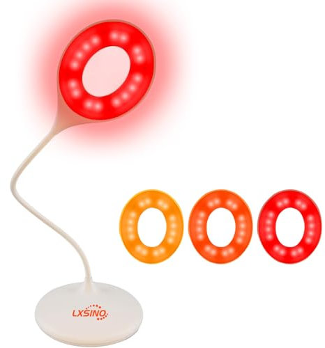 LXSINO Leselampe, blaues Licht blockierende Schreibtischlampe, 2 Farbmodi – 1600K Bernstein & 625nm Rotlicht, dimmbare Leselampe/Bürolampe, reduziert Augenbelastung & wiederaufladbar