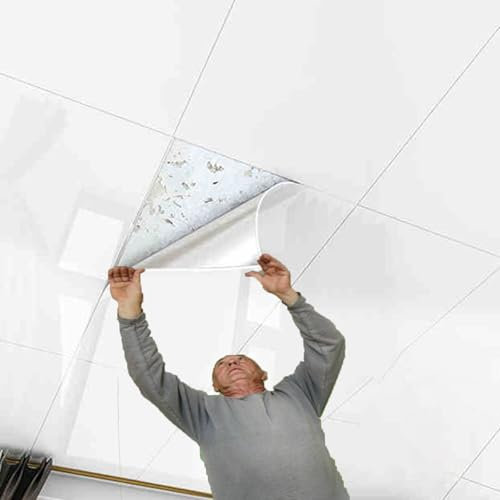 Panel decorativo pared y Techos Paneles De Techo Autoadhesivos De PVC Para Baño - Azulejos Decorativos Para Oficina, Sin Clavos, Paneles De Techo Blancos Lavables Para Renovación Del Hogar(15 pcs)