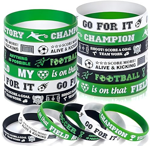 Viicoor Silikonarmband Set, 24 Stück, Weihnachten Stil, für Spielthemenparty (Football-24P)