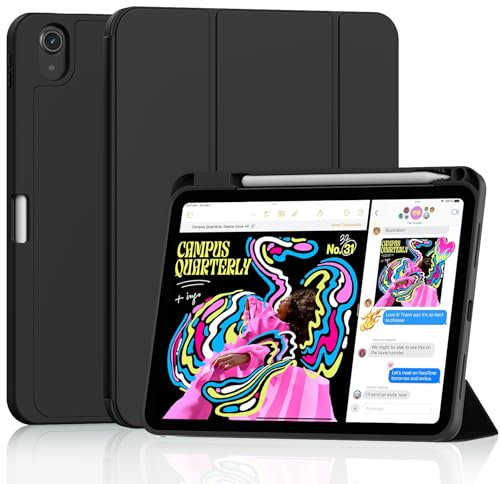 Sanyetral Funda para iPad 11ª Generación (A16) 11 2025/iPad 10ª Generación 10.9 2022,Funda Trasera Transparente Ultrafina con Portalápices, soporta Touch ID (Negro)