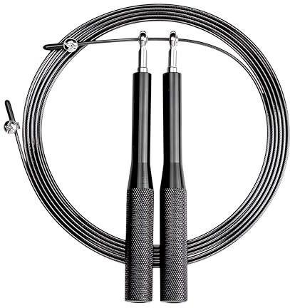 Corda per saltare Premium con cuscinetto a sfera, Speed Rope regolabile con cavo in acciaio rivestito in PVC, manici in alluminio antiscivolo, allenamento fitness e resistenza