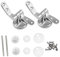 18 PCS Set Toilet Seat Fittings, Toilet seat Hinges,Zinc Alloy Toilet Seat Replacement Hinge with Fittings and Repair Parts, for Most Wooden | Resin | MDF Toilet Seat