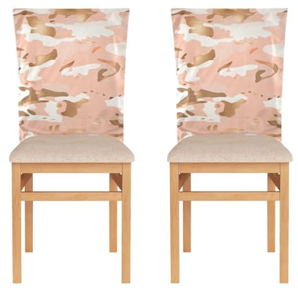 Foiosoh Cover for Chair for Retro Dining Chairs Set of 2 Anti-Dust Dining Chair Seat Covers Camouflage Rose Gold