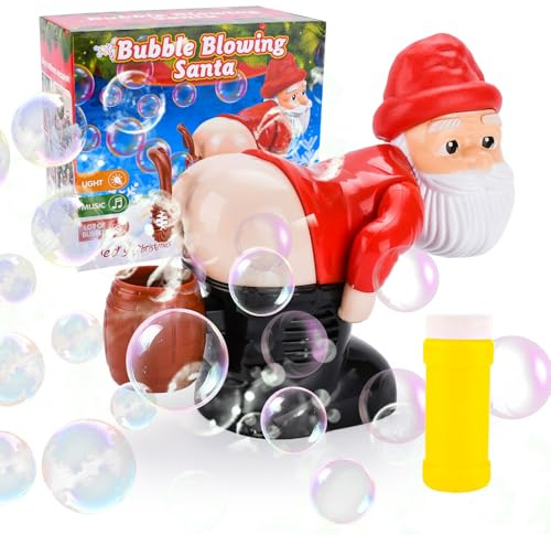 IGUGI Bubble Fart Blower,Automatische Furz-Blasengebläse,Lustige Weihnachtsmann-Blasenblasmaschine,Elektrische Seifenblasenmaschine mit Lichtern und Sound,für Kinder,Zeremonie,Weihnachten,Party