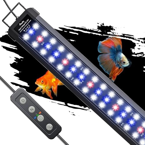 Pawfly Aquarium Light for 90-120 CM Tanks, 28 W Fish Tank Light, Full Spectrum Aquarium Lights, Extendable LED Fish Lamp with Timer, Daytime/Night Modes & Adjustable Brightness for Freshwater