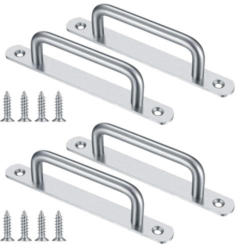Gaomoeny 4 Stk Schiebetürgriffe, Scheunentorgriffe, Schiebe Türgriff mit Platte Edelstahl, Schiebetorgriffe, Schranktürgriff, Griffe für Scheunentor, Schiebetüren, Gartentorgriffe
