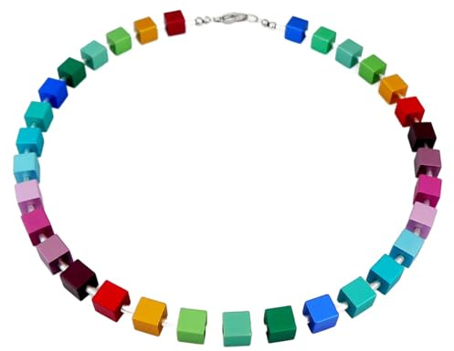Generisch Collier Halskette eloxierte Aluminium Würfel farbecht bunt mehrfarbig rot lila blau 098t