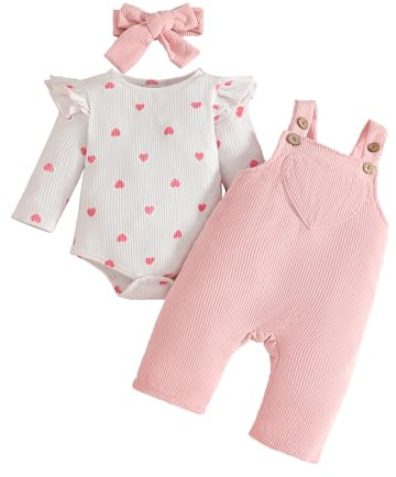 UUAISSO Vestiti per Neonate Top Floreali Tuta Orso Salopette Regolabile Tuta Set di Abiti