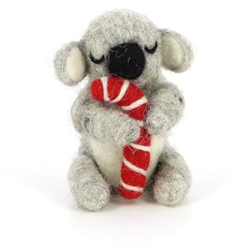 GLOBO Fair Trade Partner Filz Anhänger Koalabär handgemachter Christbaumschmuck aus Wollfilz Deko Figur Weihnachten Ornament - Handmade in Nepal (Koala KIRO)