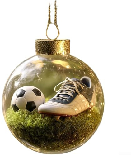 Jonikuper Weihnachtsschmuck mit Sportmotiven, 8 x 8 cm, Kunststoff-Kugel, Dekoration für den Weihnachtsbaum, transparent (Rugby)