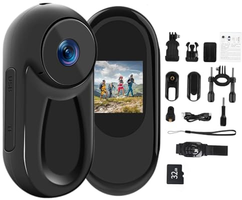 SHENMEILA Mini Body Camera 1080P with 32GB Card Helmet Camera Body Cameras with Audio and Video Recording Multi-Function Accessory Body Cam
