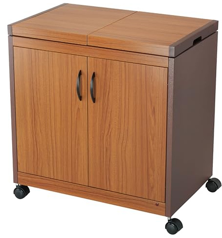 Teknix TK2HOSTT Electric Hostess Trolley – Heated Food Warming Trolley with Sliding Lid & Glass Dishes in Teak