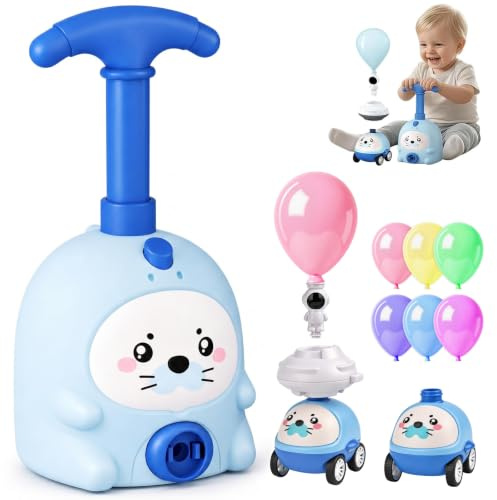 Baby Spielzeug Animal Air Powered Balloon Launch Car, Sensorik Spielzeug | Ballon Auto mit Launcher, Baby Geschenk für Kleinkinder ab 1 2 3 Jahr