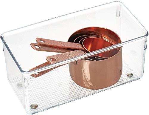 iDesign Portaposate cassetto, Organizer cassetti in plastica di medie dimensioni, Separatori cassetti ideali per posate e altri utensili da cucina, trasparente