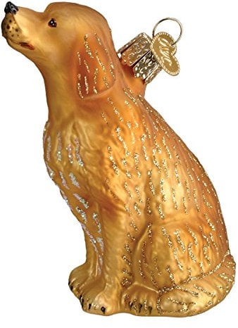 Old World Christmas Sitting Golden Glass Blown Ornament for Christmas Tree