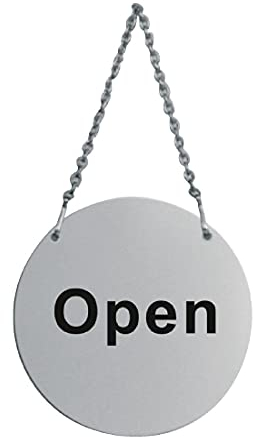 Placa colgante para puerta de tienda abierta y cerrada, 130 mm, acero inoxidable