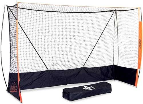 Bownet Field Hockey Goal 12' x 7' with Backstop – Portable Full Size Hockey Net for Indoor & Outdoor Training, Heavy Duty Metal Frame, Quick Setup, Travel Roller Bag