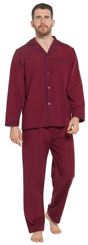 Lora Dora Strong Soul Mens Traditional 2 Piece Pyjamas, Plain Red, L