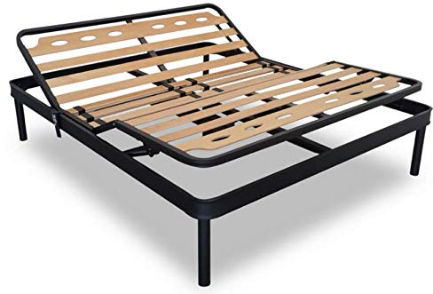 EvergreenWeb Elektrisch Lattenrost XXL aus orthopädische Stahlrahmen mit 14 Leisten Schichtholz H35 cm - 160x190 | Tecna Plus