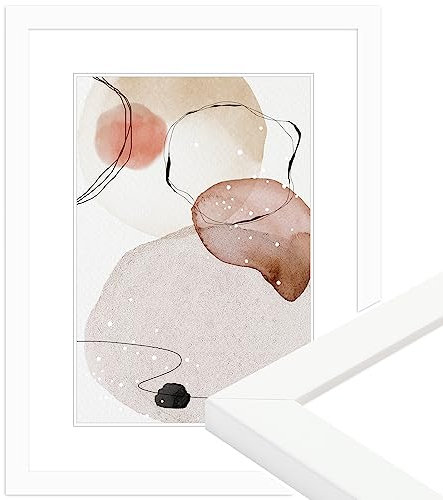WANDStyle Bilderrahmen 15x20 Weiß, moderner Bilderrahmen Holz, hochwertiger Holzbilderrahmen, Posterrahmen zum Aufhängen und Aufstellen, Rahmen 20x15 cm, Fotorahmen H430 - Made in Germany